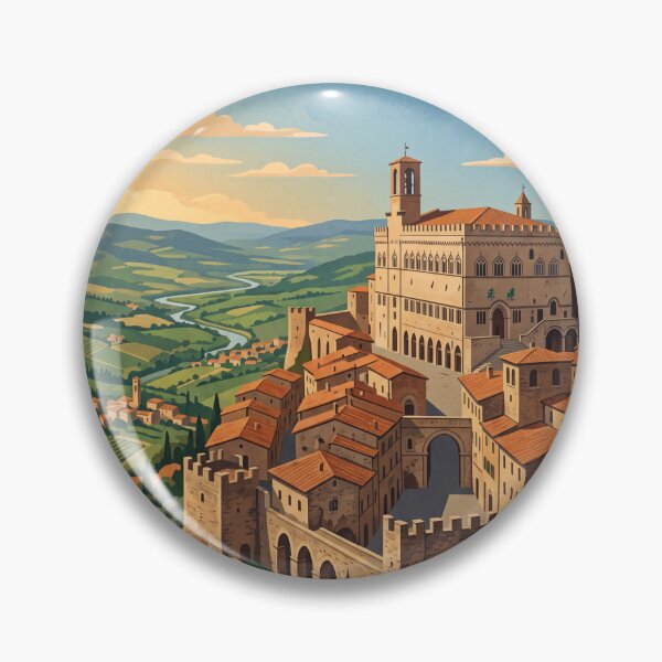 Item preview, Perugia Italy Vintage Travel Poster – Fontana Maggiore Umbria Medieval Hill Town designed and sold by Bomax121.
