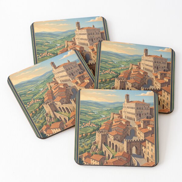 Item preview, Perugia Italy Vintage Travel Poster – Fontana Maggiore Umbria Medieval Hill Town designed and sold by Bomax121.
