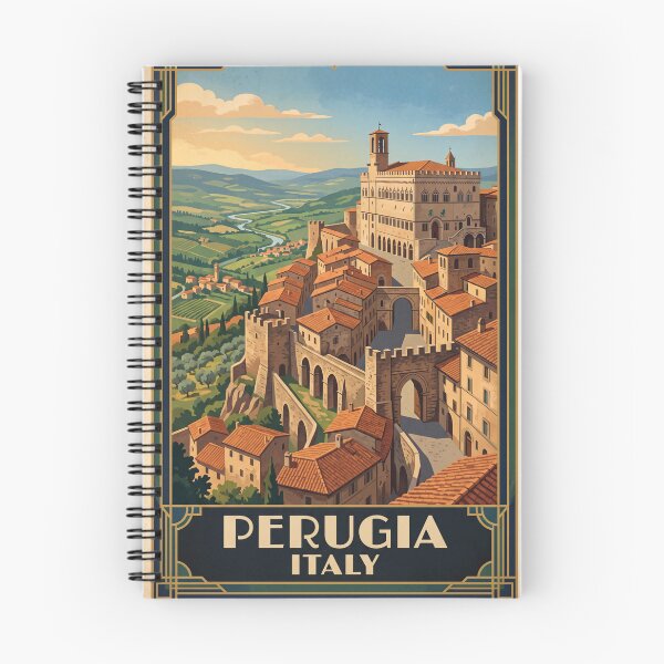 Item preview, Perugia Italy Vintage Travel Poster – Fontana Maggiore Umbria Medieval Hill Town designed and sold by Bomax121.