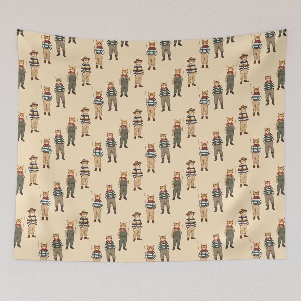 Item preview, Four Anthropomorphic Cat Fishermen | Gift for Fishing Lover designed and sold by UnhingedBird.