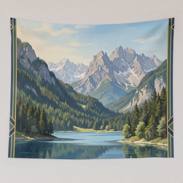 Item preview, Alpsee Germany Vintage Travel Poster – Hohenschwangau Castle Bavarian Alps Lake designed and sold by Bomax121.