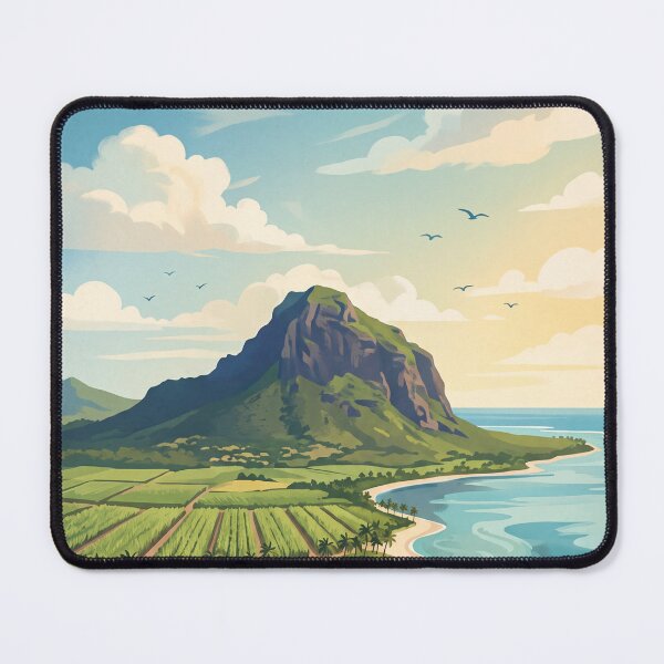 Item preview, Mauritius Island Vintage Travel Poster – Le Morne Brabant Turquoise Lagoon Indian Ocean designed and sold by Bomax121.