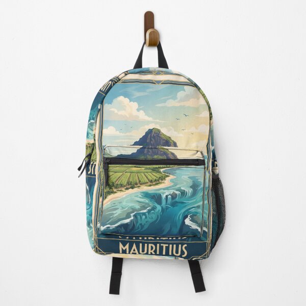 Item preview, Mauritius Island Vintage Travel Poster – Le Morne Brabant Turquoise Lagoon Indian Ocean designed and sold by Bomax121.