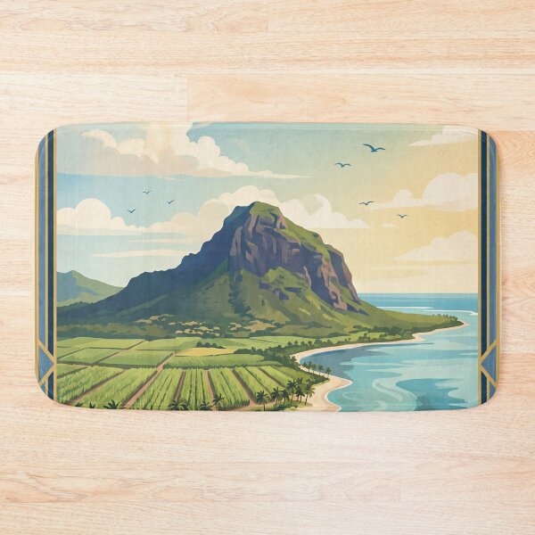 Item preview, Mauritius Island Vintage Travel Poster – Le Morne Brabant Turquoise Lagoon Indian Ocean designed and sold by Bomax121.