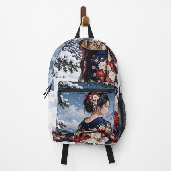 Item preview, Kimono Woman in a Snowy Japanese Landscape with Mount Fuji designed and sold by vekotpu.