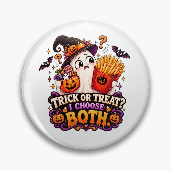 Item preview, Trick or Treat I Choose Both Halloween Design, Cute Ghost Candy and Fries, Funny Halloween designed and sold by Pixanova.