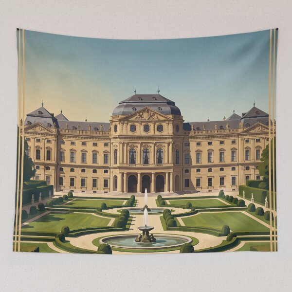 Item preview, Wurzburg Residence Germany Vintage Travel Poster – Baroque Palace Hofgarten Franconia designed and sold by Bomax121.