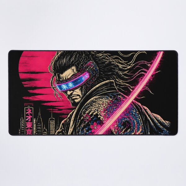 Item preview, Japanese Ninja Cyberpunk Ronin Samurai - Neon Katana Future Tokyo Ukiyo-e Art designed and sold by GrinGalore.
