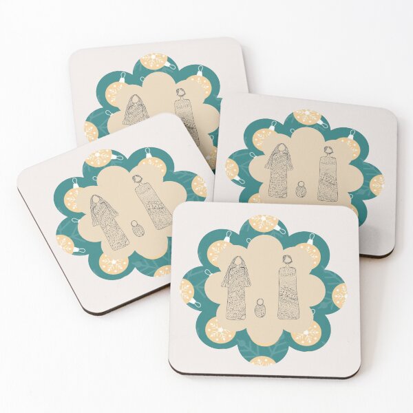 Item preview, Hand Drawn Family with Christmas Ornaments & Green Border Design designed and sold by Liberarteprint.