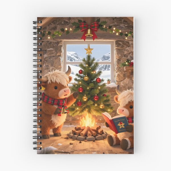 Item preview, Cute Highland Cows Decorating Christmas Tree Cabin designed and sold by Sybille-Yates.