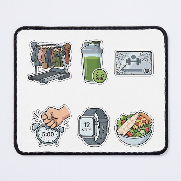 Item preview, New Year Fitness Resolution Fails Sticker Pack - Funny Gym Set designed and sold by SimpleP.