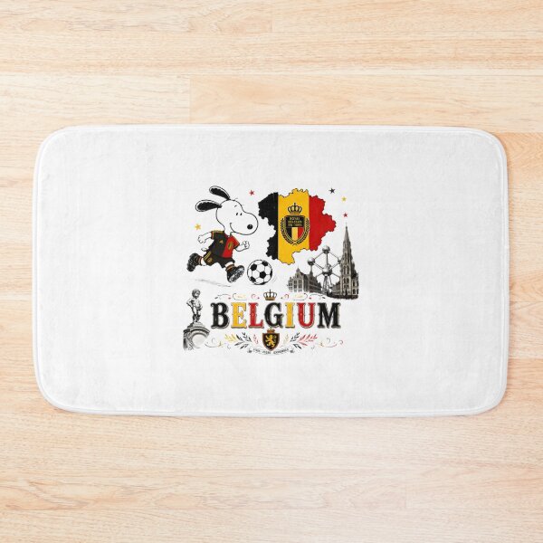 Item preview, Snoopy Playing Soccer Supporting Belgium World Cup Team Fan Art designed and sold by UNCLOTHED.