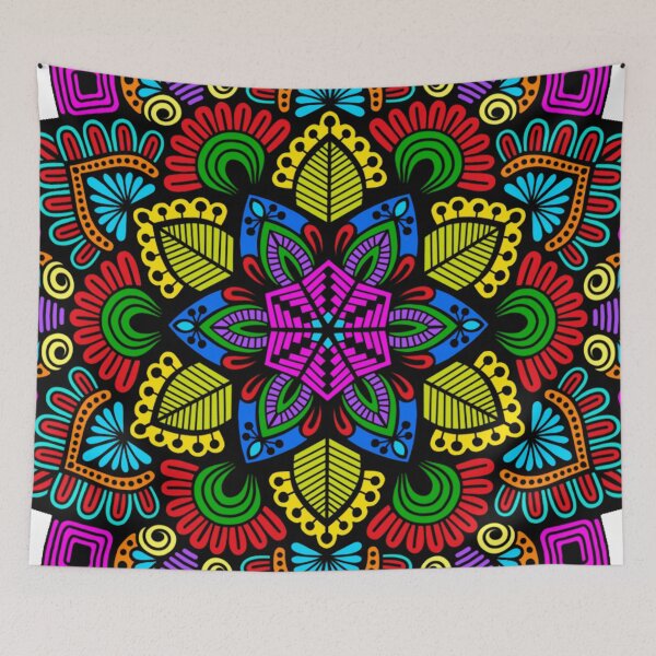Item preview, Neon Cyber Glow Psychedelic Geometric Mandala designed and sold by FioreDiCiliegio.