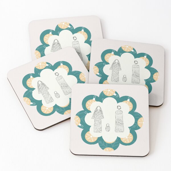 Item preview, Minimalist Holy Family Silhouette on Festive Green Background Art designed and sold by Liberarteprint.