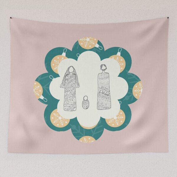 Item preview, Minimalist Holy Family Silhouette on Festive Green Background Art designed and sold by Liberarteprint.