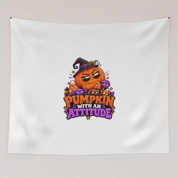 Item preview, Pumpkin With an Attitude Halloween Design, Sassy Pumpkin and Candy, Funny Halloween Shirt designed and sold by Pixanova.