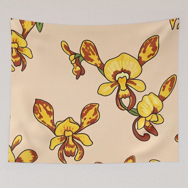 Item preview, Golden Donkey Orchid Wildflower Seamless Pattern designed and sold by Studio BC.