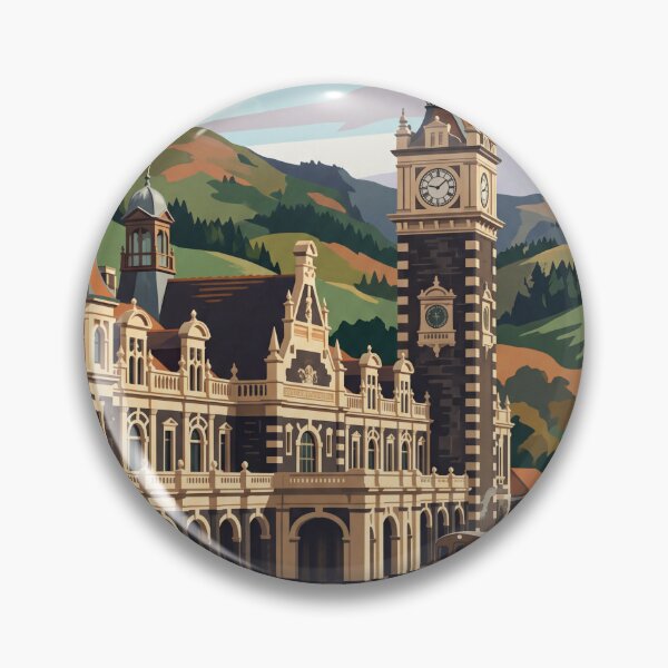 Item preview, Dunedin New Zealand Vintage Travel Poster – Otago Peninsula Larnach Castle Harbour Taiaroa Head designed and sold by Bomax121.
