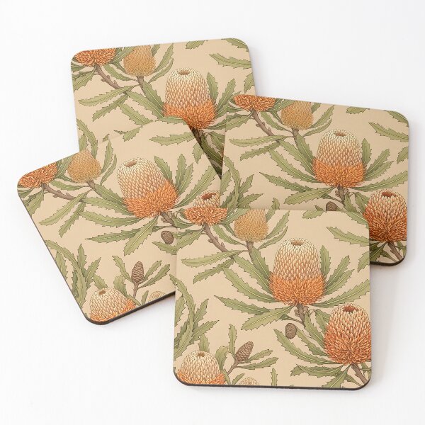 Item preview, Amber Banksia Cones Vintage Botanical Repeat  designed and sold by Studio BC.