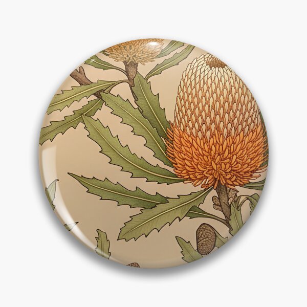 Item preview, Amber Banksia Cones Vintage Botanical Repeat  designed and sold by Studio BC.