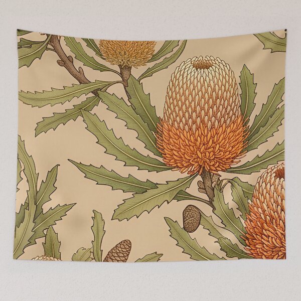Item preview, Amber Banksia Cones Vintage Botanical Repeat  designed and sold by Studio BC.