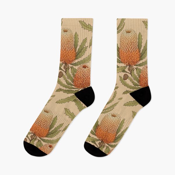 Item preview, Amber Banksia Cones Vintage Botanical Repeat  designed and sold by Studio BC.