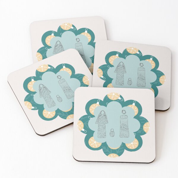 Item preview, Hand Drawn Family with Christmas Ornaments & Green Border Design designed and sold by Liberarteprint.