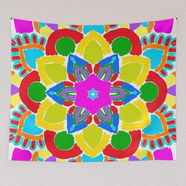 Item preview, Neon Cyber Glow Lineless Geometric Mandala designed and sold by FioreDiCiliegio.