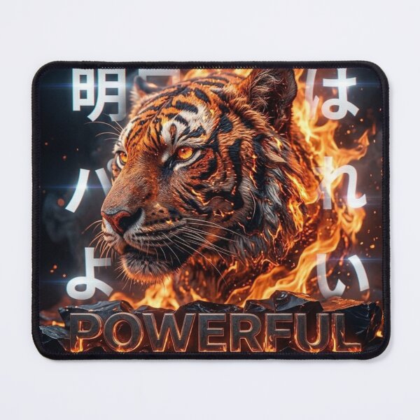 Item preview, Powerful Fiery Tiger - Japanese Typography Motivational Art designed and sold by ODELUNITY.