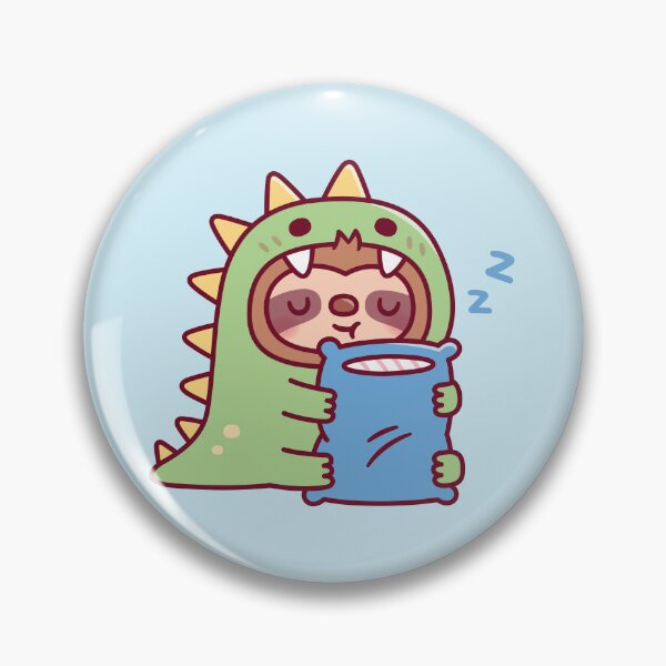 Item preview, Cute Sleepy Sloth In Dinosaur Costume Hugging Pillow designed and sold by rustydoodle.