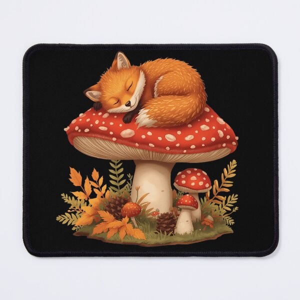 Item preview, Cozy Red Fox Sleeping on Amanita Mushroom Dark Cottagecore Autumn Sticker designed and sold by Youram.