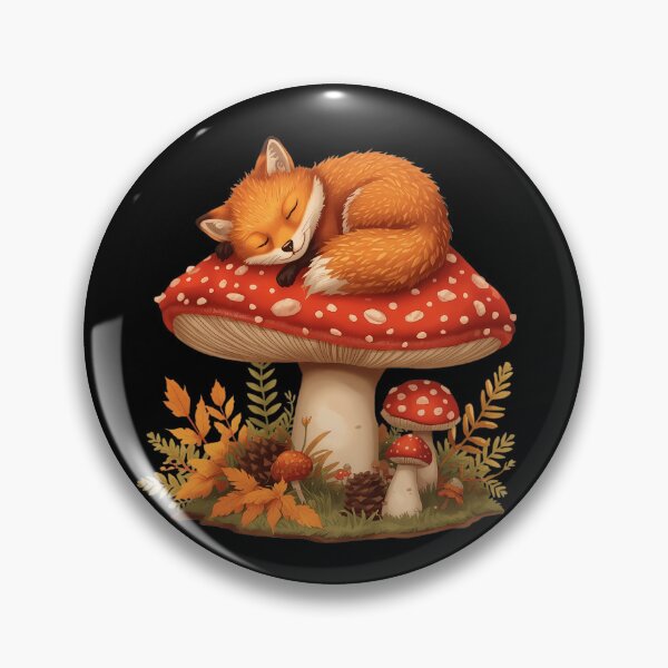 Item preview, Cozy Red Fox Sleeping on Amanita Mushroom Dark Cottagecore Autumn Sticker designed and sold by Youram.