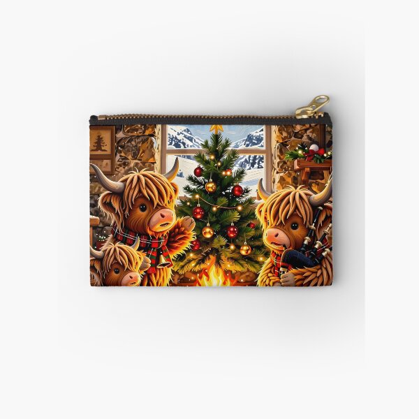 Item preview, Shaggy Highland Cows in Christmas Cabin designed and sold by Sybille-Yates.