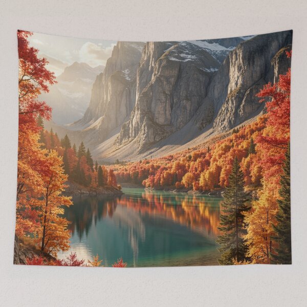 Item preview, Crimson Valley Reflections - Autumn Mountain Escape designed and sold by nhk999.