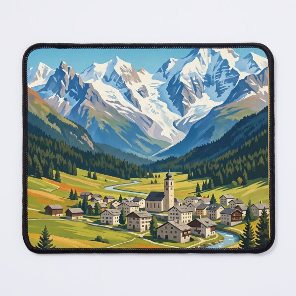 Item preview, Samedan Switzerland – Engadine Alps Muottas Muragl Alpine Village Bernina Mountains designed and sold by Bomax121.