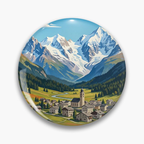 Item preview, Samedan Switzerland – Engadine Alps Muottas Muragl Alpine Village Bernina Mountains designed and sold by Bomax121.