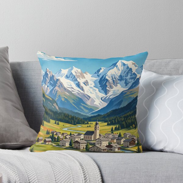 Item preview, Samedan Switzerland – Engadine Alps Muottas Muragl Alpine Village Bernina Mountains designed and sold by Bomax121.