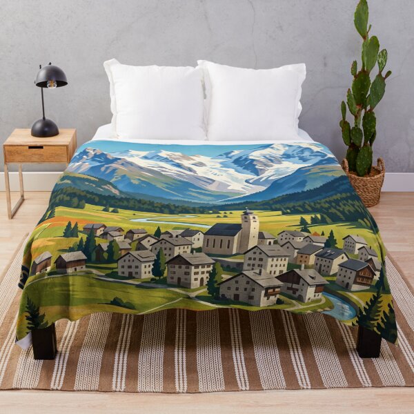 Item preview, Samedan Switzerland – Engadine Alps Muottas Muragl Alpine Village Bernina Mountains designed and sold by Bomax121.
