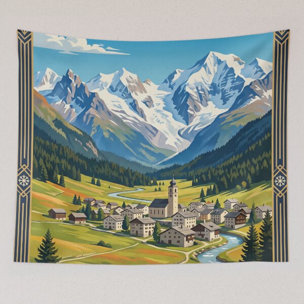 Item preview, Samedan Switzerland – Engadine Alps Muottas Muragl Alpine Village Bernina Mountains designed and sold by Bomax121.
