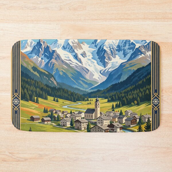 Item preview, Samedan Switzerland – Engadine Alps Muottas Muragl Alpine Village Bernina Mountains designed and sold by Bomax121.