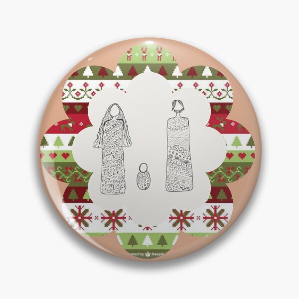 Item preview, Traditional Christmas Family Design with Winter Patterns & Scalloped Frame designed and sold by Liberarteprint.