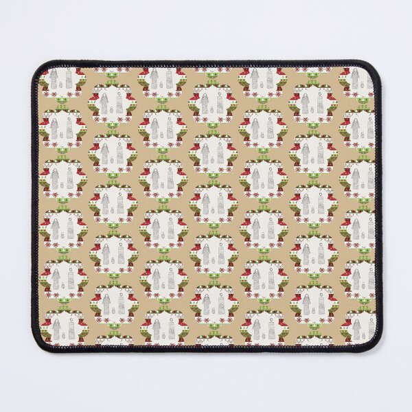 Item preview, Traditional Christmas Family Design with Winter Patterns & Scalloped Frame designed and sold by Liberarteprint.