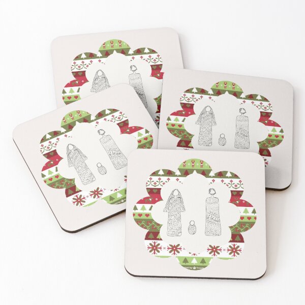 Item preview, Traditional Christmas Family Design with Winter Patterns & Scalloped Frame designed and sold by Liberarteprint.