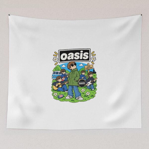 Item preview, Oasis Cute Chibi Britpop Rock Band Live Forever designed and sold by HytoneArt.