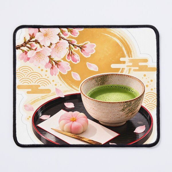 Item preview, Matcha and Wagashi Sticker - Japanese Tea with Cherry Blossoms designed and sold by KeisJapan.