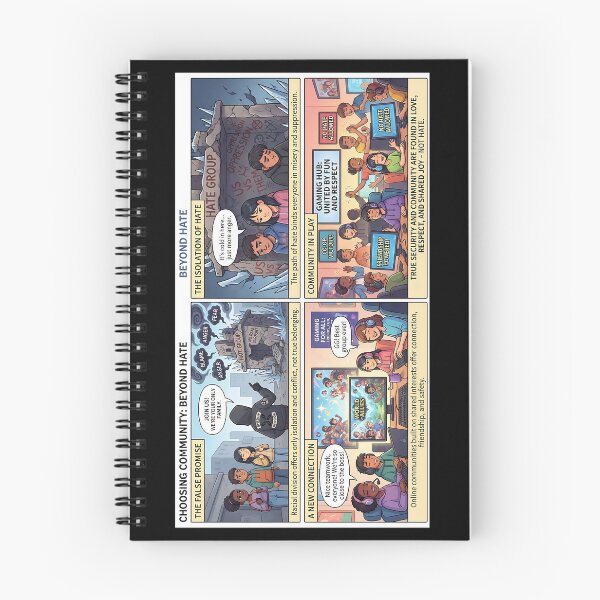 Item preview, Against hate: Gaming community instead of radicalization – four-panel comic designed and sold by Mianku | Für das Leben.