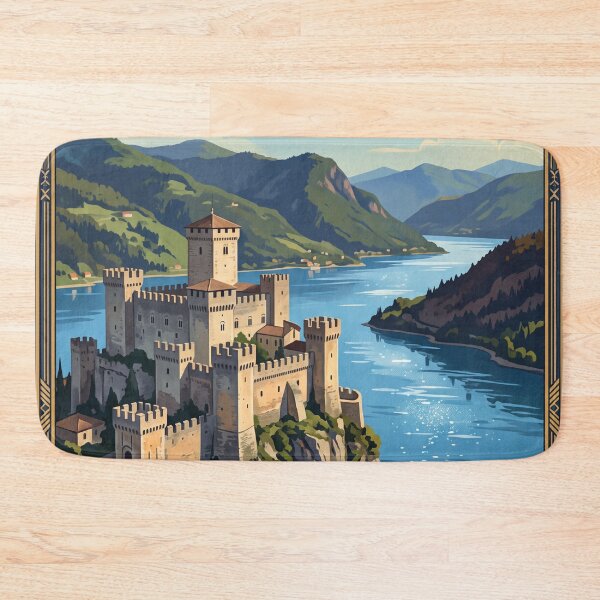 Item preview, Rocca di Angera Italy Vintage Travel Poster – Lake Maggiore Borromeo Castle Lombardy designed and sold by Bomax121.