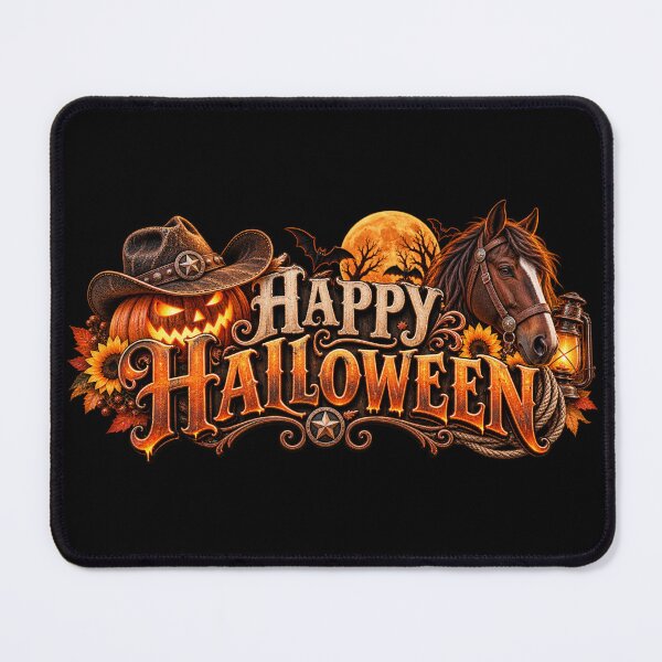 Item preview, Happy Halloween – Western Horse & Cowboy Pumpkin designed and sold by QuarterHorseArt by Just my Studio.