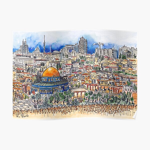 Blick vom Ölberg auf Jerusalem Poster
