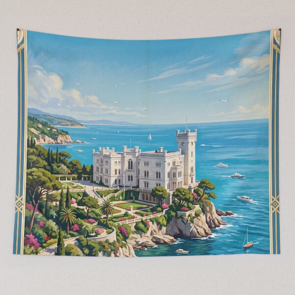 Item preview, Castello di Miramare Italy Vintage Travel Poster – Trieste Gulf Adriatic Sea Grignano designed and sold by Bomax121.